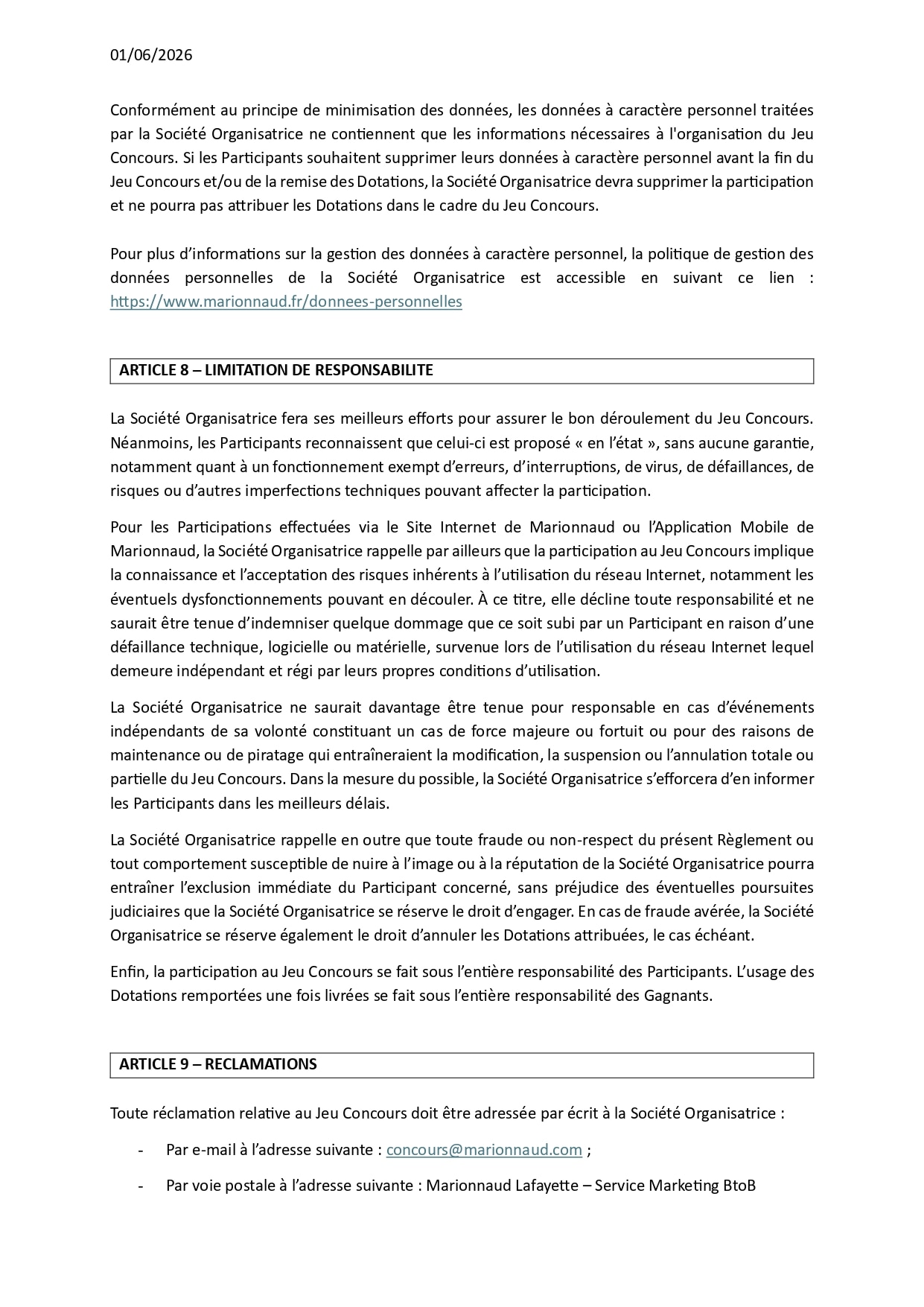 Règlement du Jeu Concours Marionnaud x ZooParc de Beauval